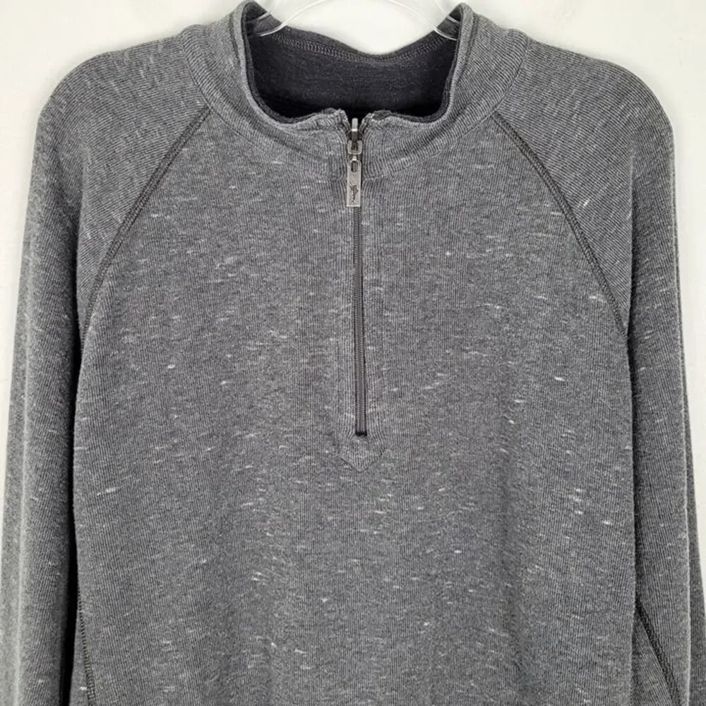 Tommy Bahama Size XXL Reversible Flipshot Half Zip Pullover Sweater Gray